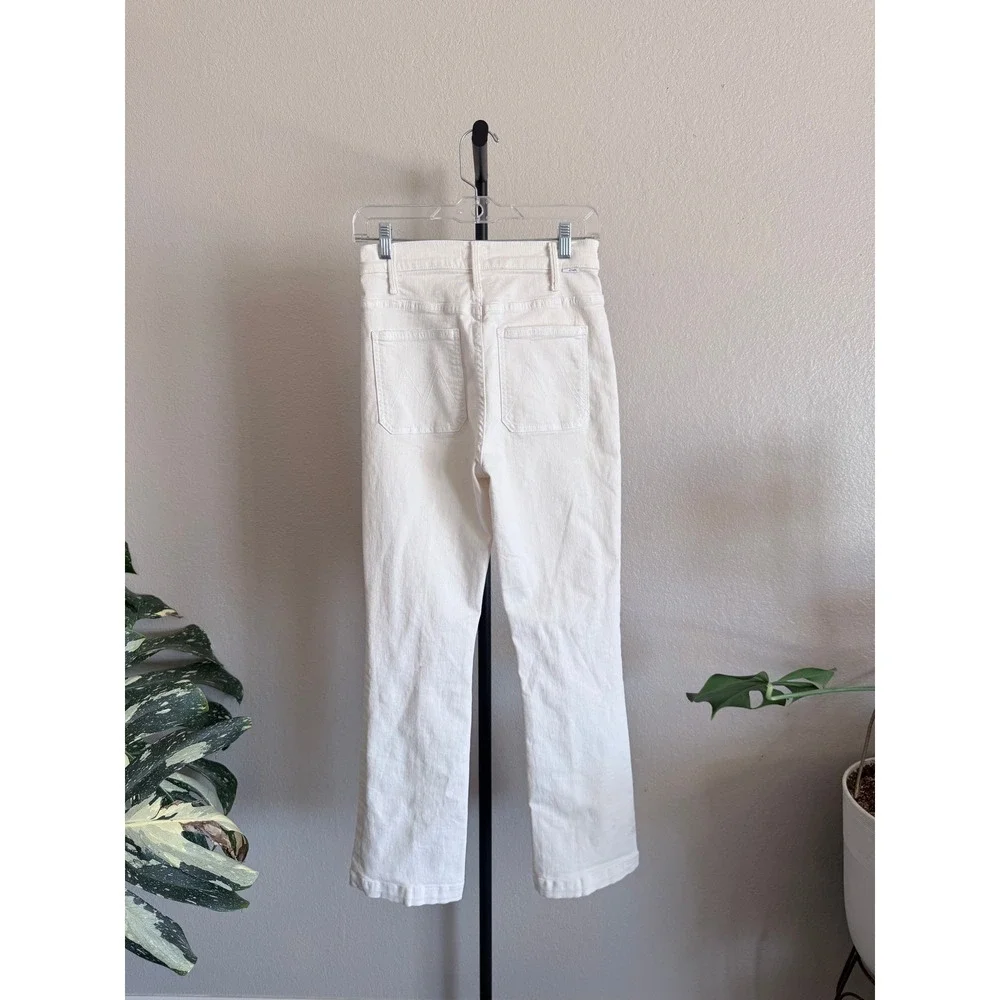 MOTHER The Hustler Patch Pocket Flood Jeans Cream White Size 27